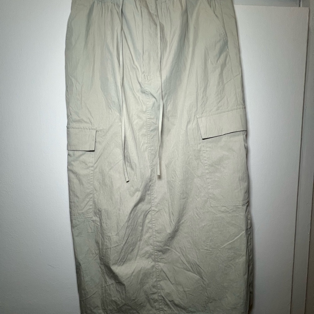 Mango Cream Cargo Pants Cotton Blend Relaxed Fit